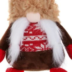 Gnomo Natale fermaporta 45 cm cappello beige peluche