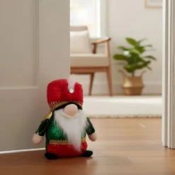 Gnomo Natale fermaporta 26 cm rosso verde