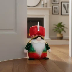 Gnomo Natale fermaporta 33 cm rosso verde
