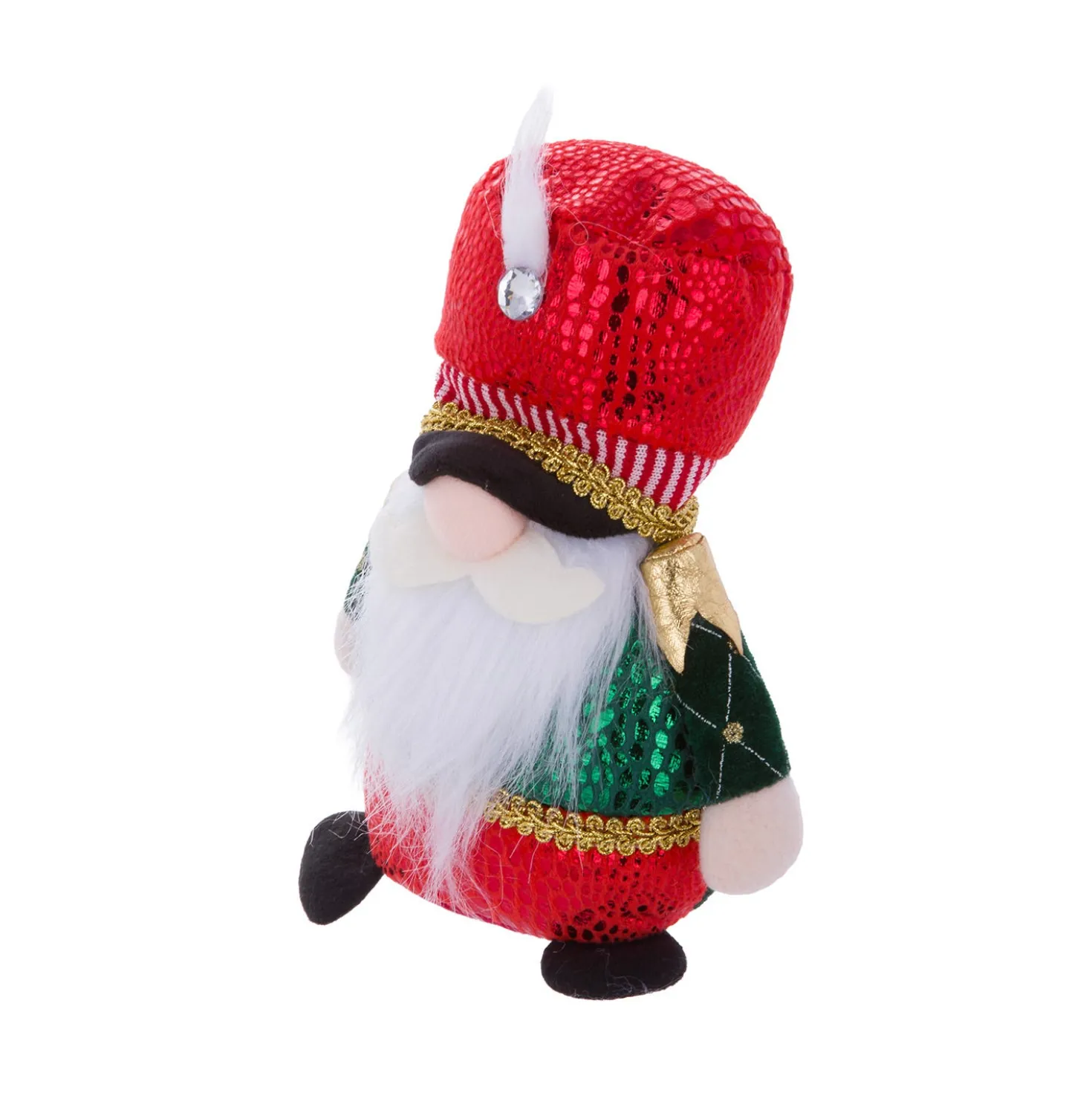 Gnomo Natale fermaporta 33 cm rosso verde