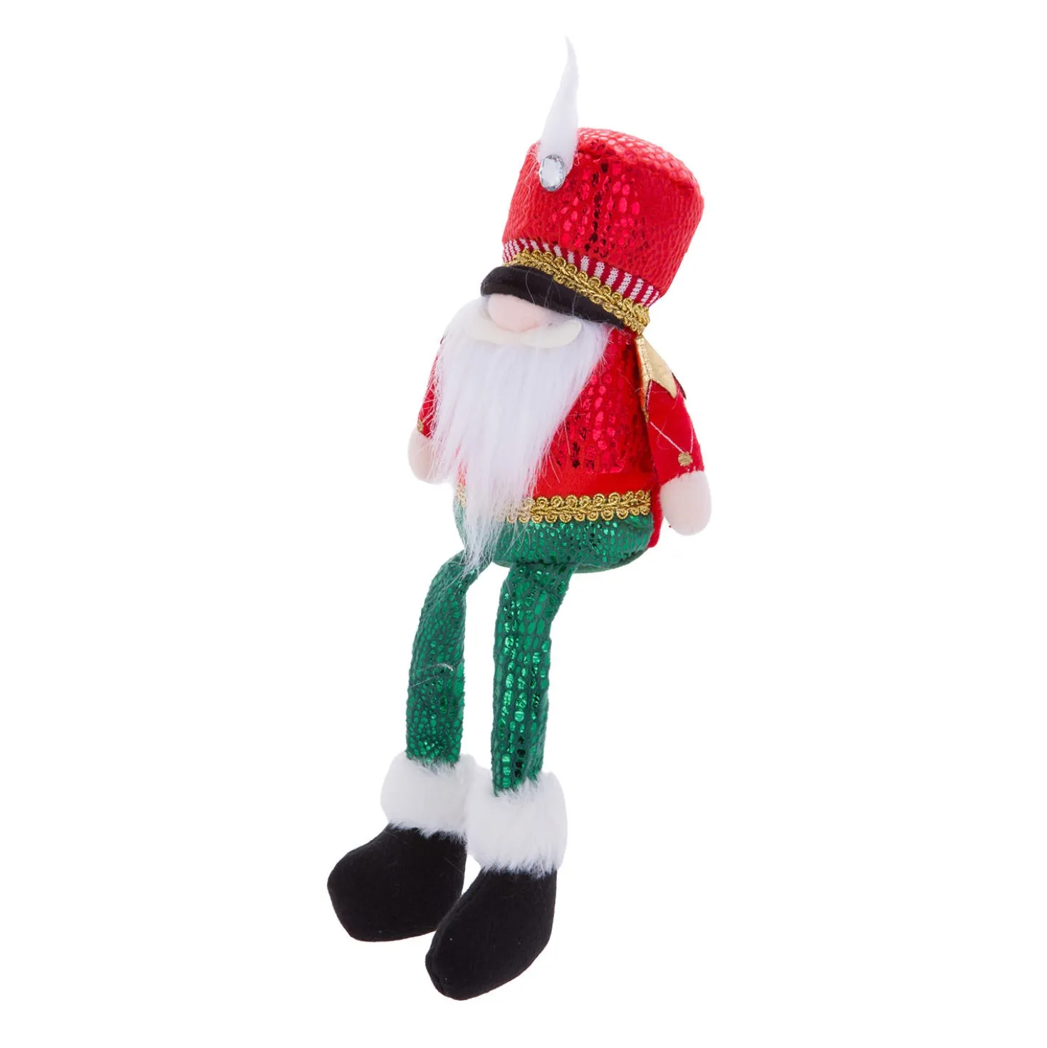 Gnomo Natale gambemolli 41 cm rosso verde