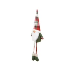 Gnomo natalizio 75 cm gambe molli con cappello tartan