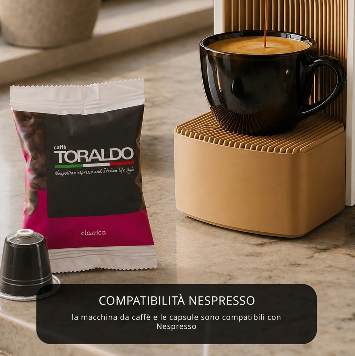 Kit Macchina caffè bianca e 100 capsule Classica Toraldo