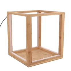 Lampada cubo con LED in legno, 33x29x29 cm