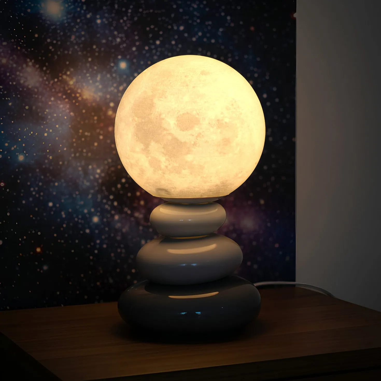 Lampada da tavola Luna ceramica con filo