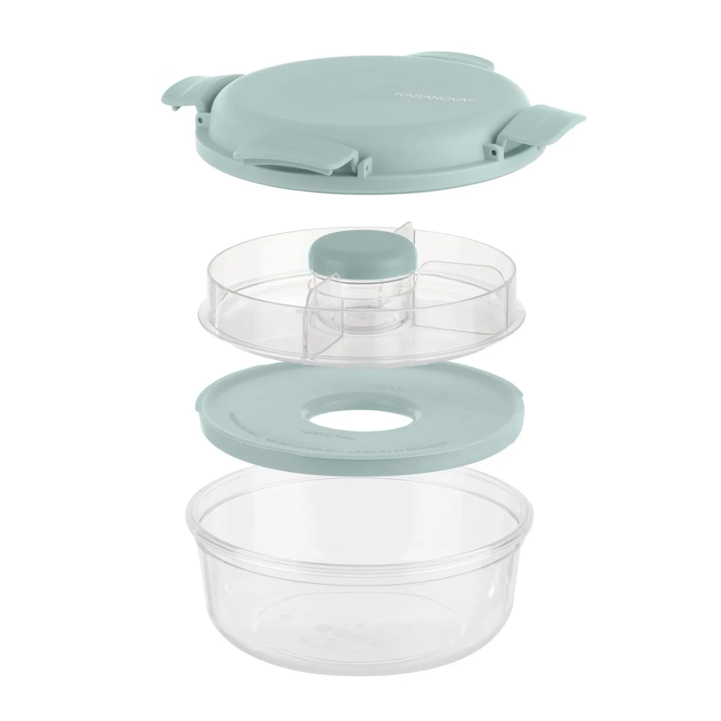 Lunch box per poke tonda a scomparti azzurro