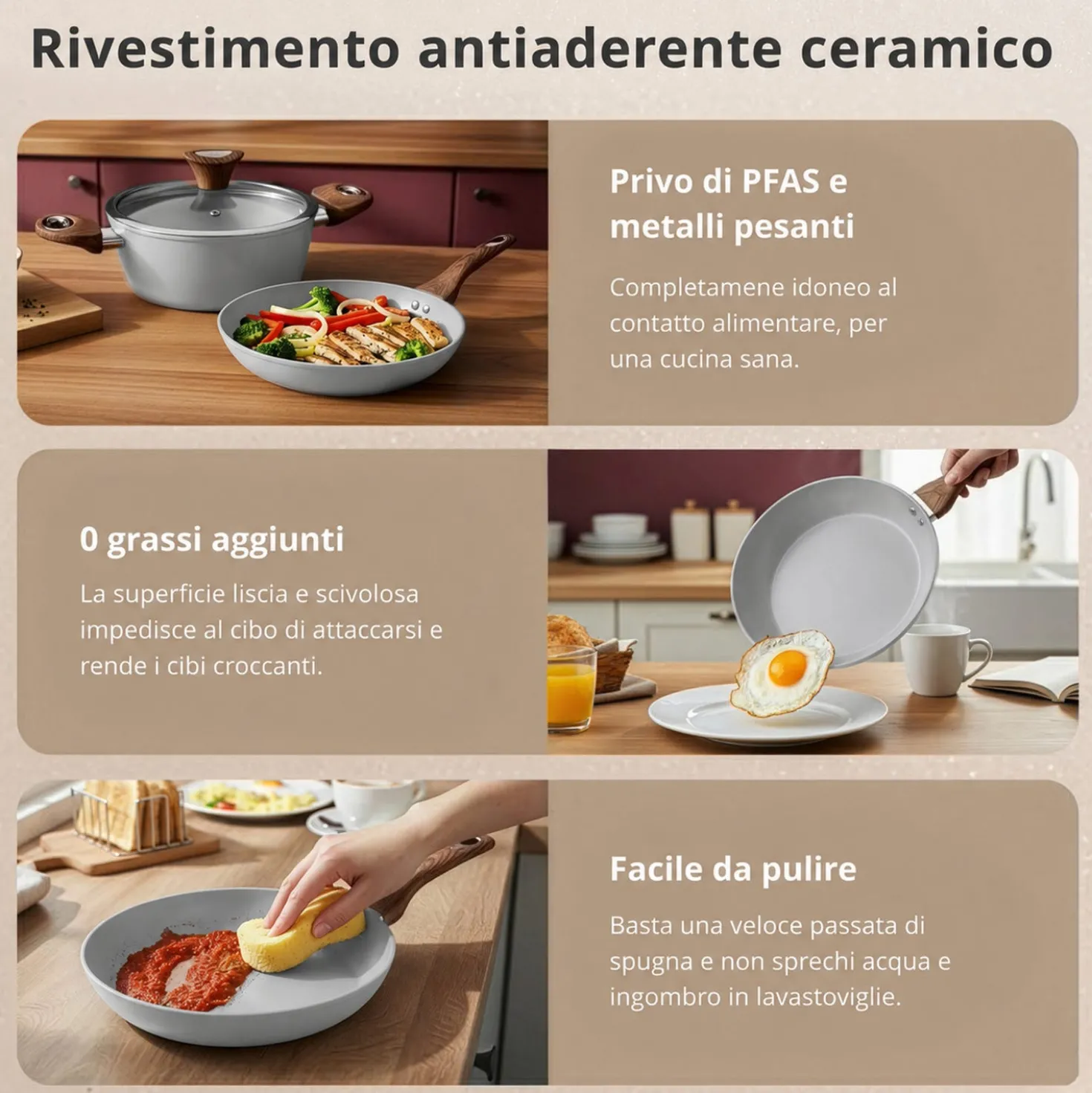 Padella 28 cm antiaderente ceramico New Ceramic grigio