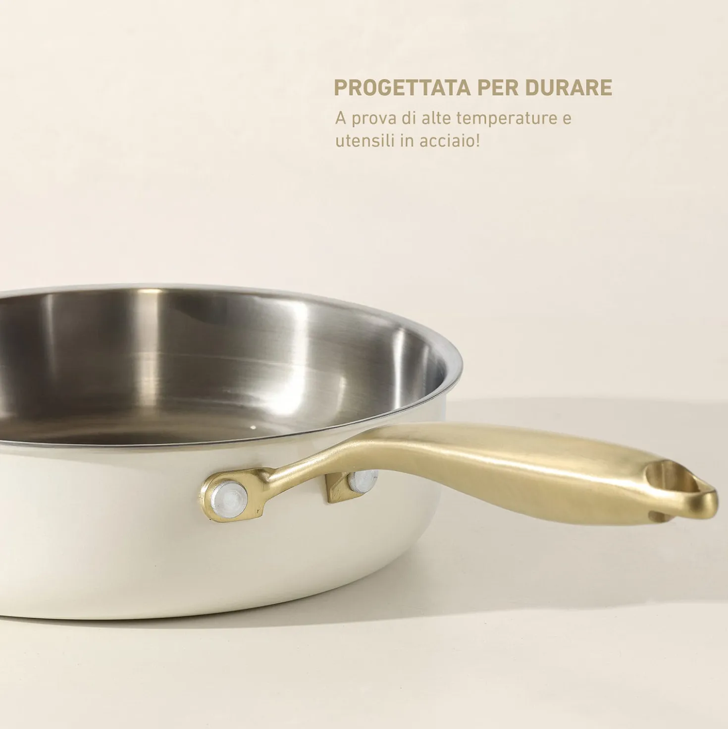 Padella 24 cm in acciaio bianco oro California