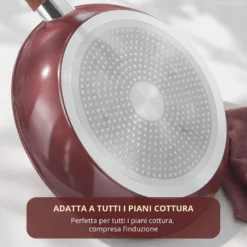 Padella 24 cm in ceramica burgundy New Ceramic