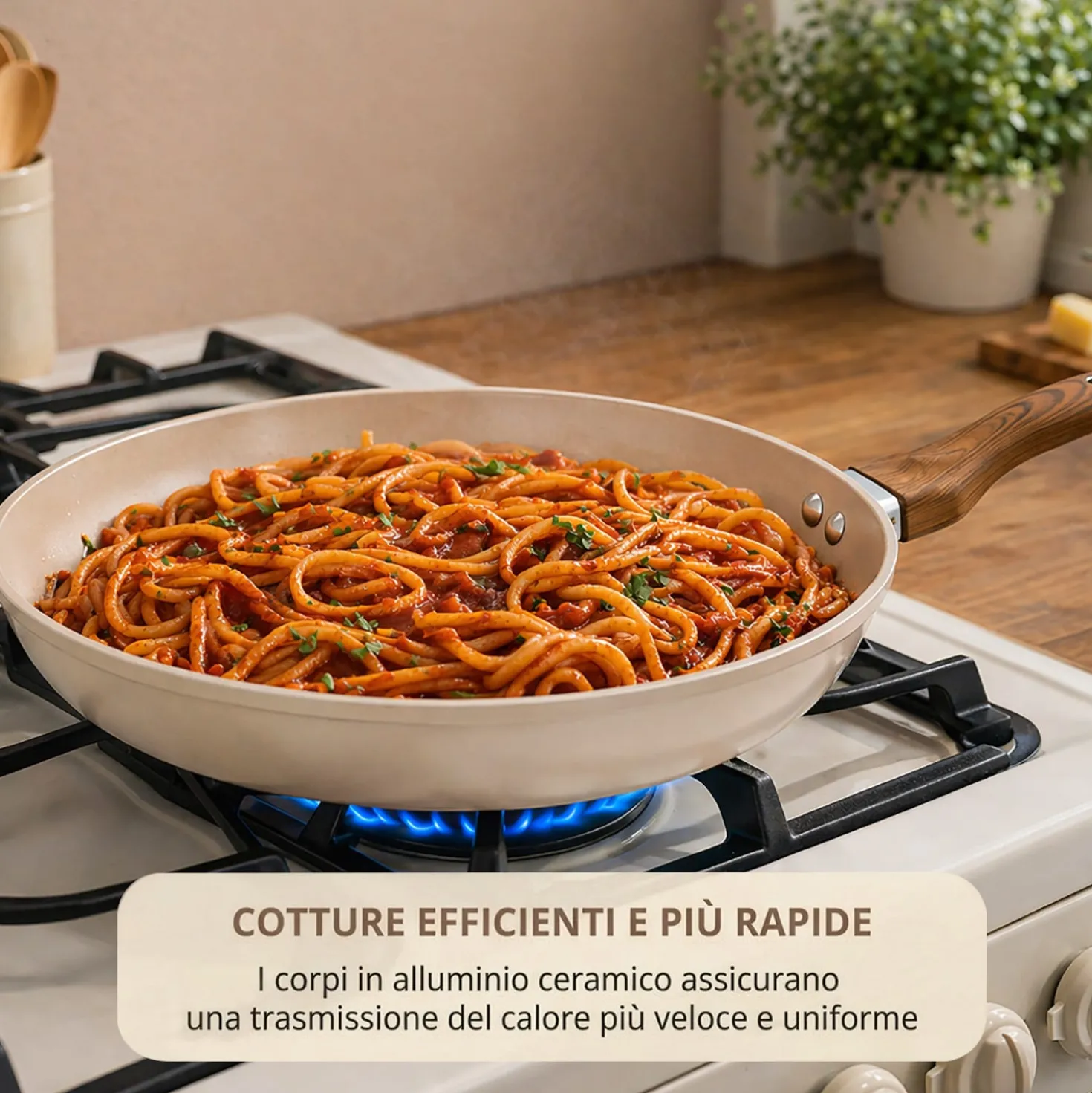 Padella 28 cm in ceramica taupe New Ceramic