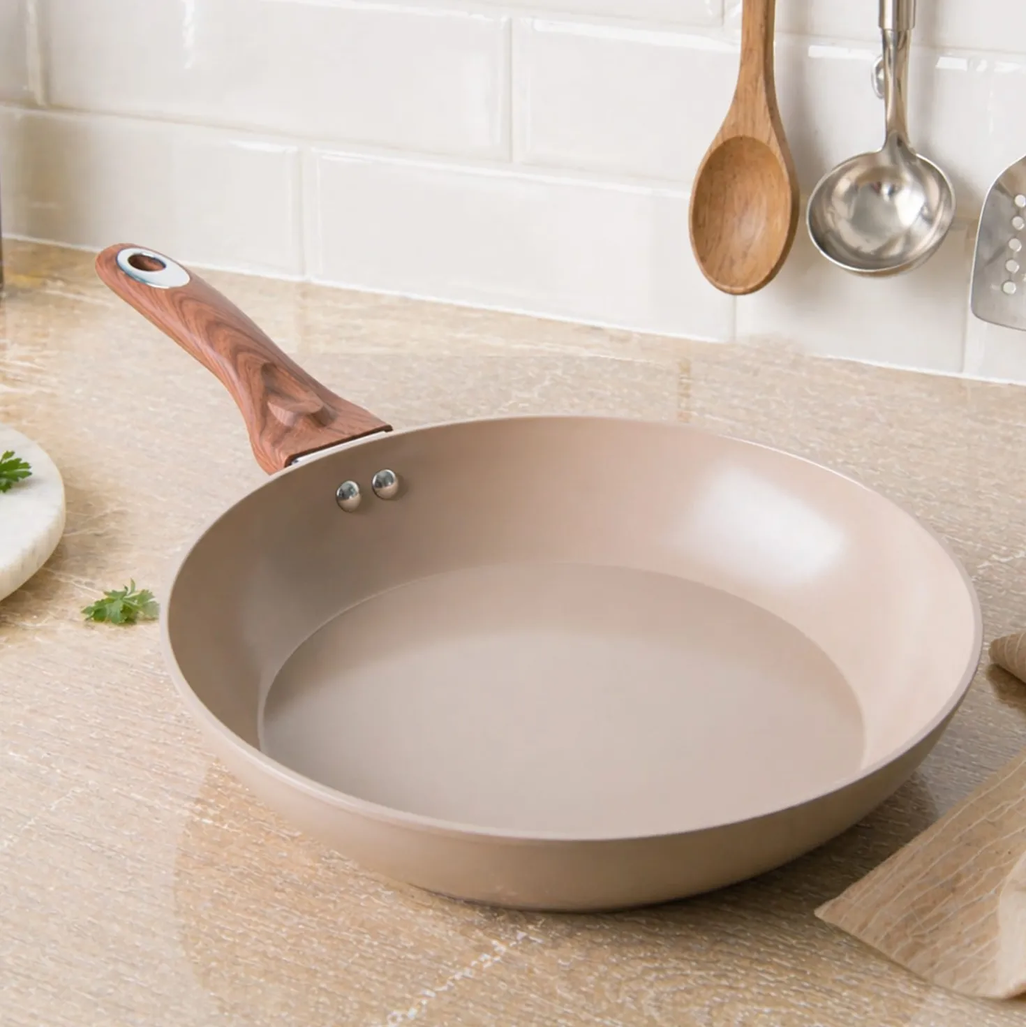Padella 28 cm in ceramica taupe New Ceramic