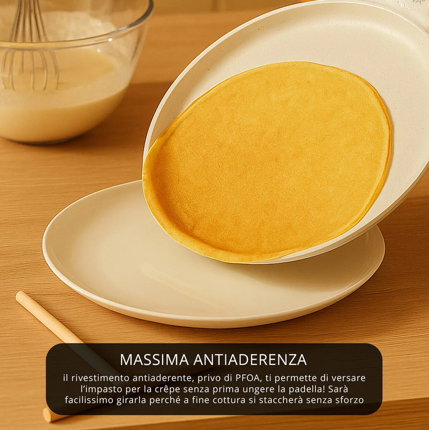 Padella crepes 28 cm con spatola Crepes Magie crema