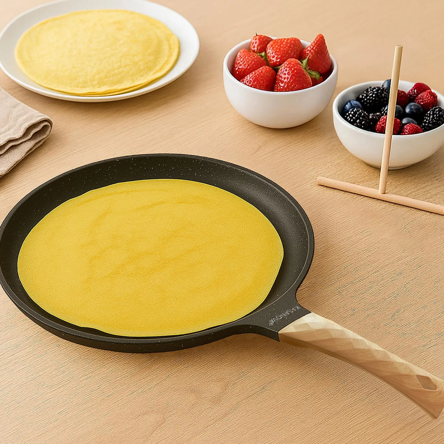 Padella crepes 28 cm con spatola Crepes Magie grigia