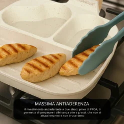 Padella 2 scomparti cuore e grill Mini Mania crema