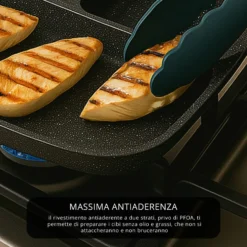 Padella 2 scomparti cuore e grill Mini Mania grigia
