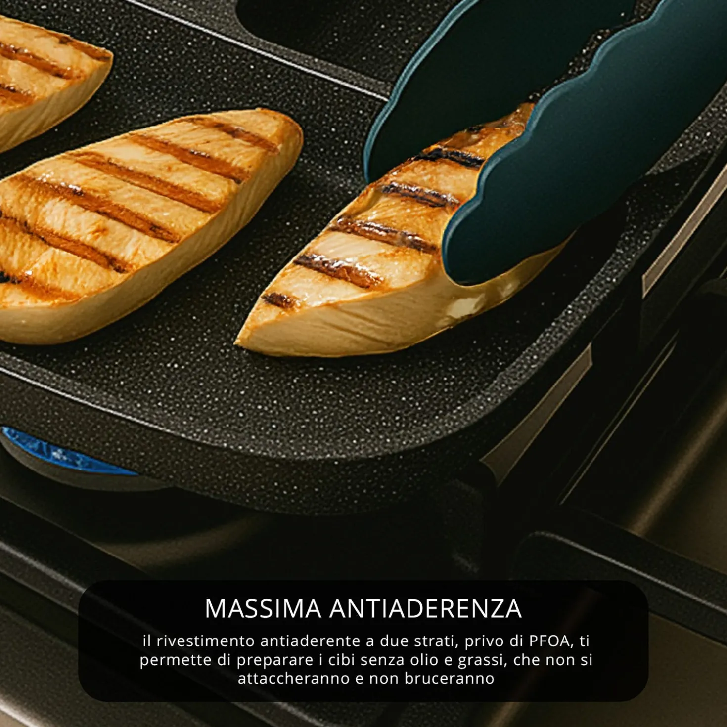 Padella 2 scomparti cuore e grill Mini Mania grigia