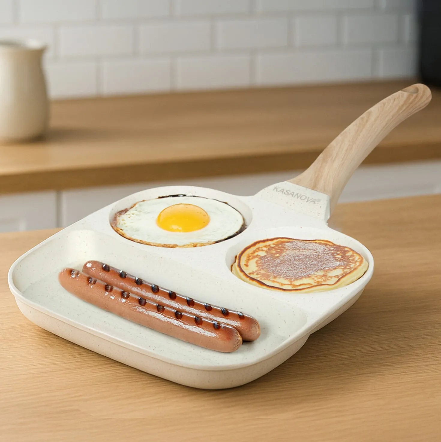 Padella 2 scomparti tondi e grill Mini Mania crema