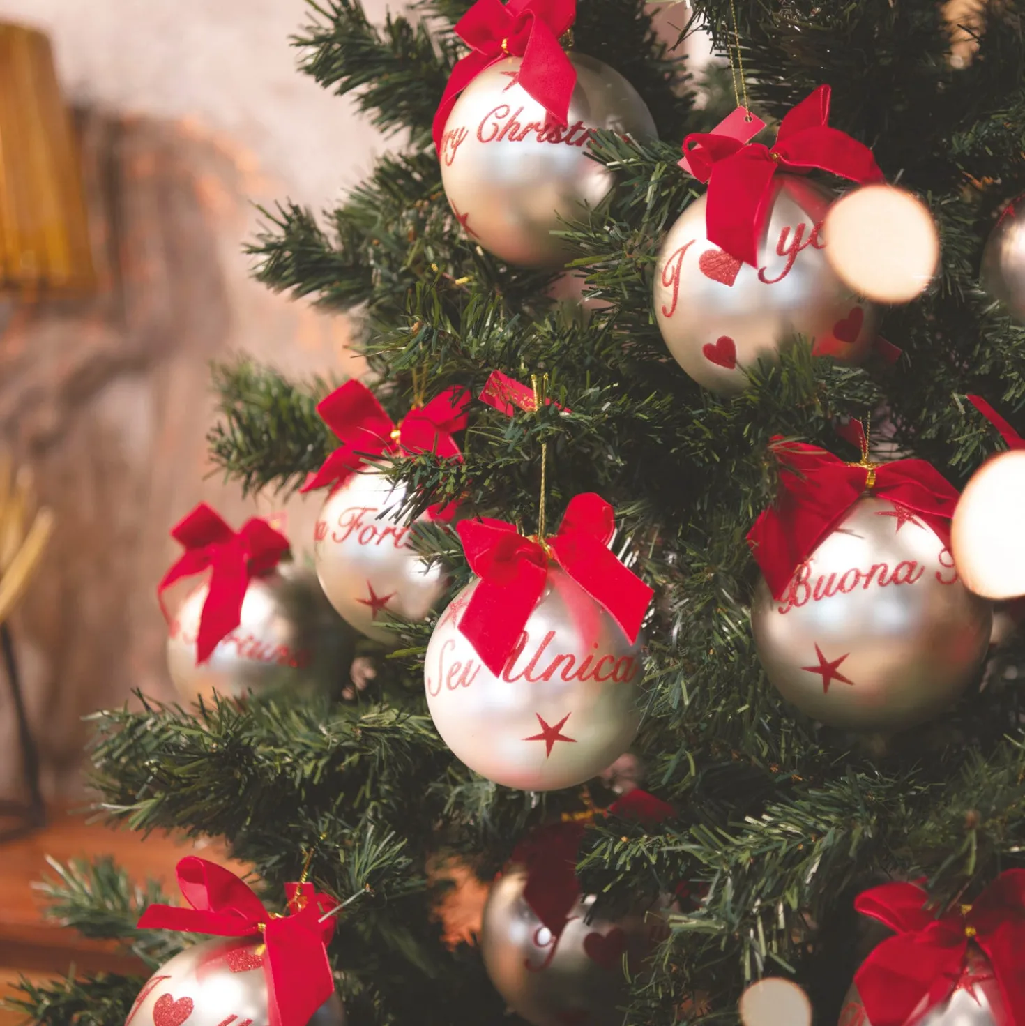 Pallina di Natale con scritta #iloveyou 10 cm