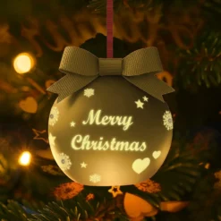 Pallina di Natale led Merry Christmas bronzo