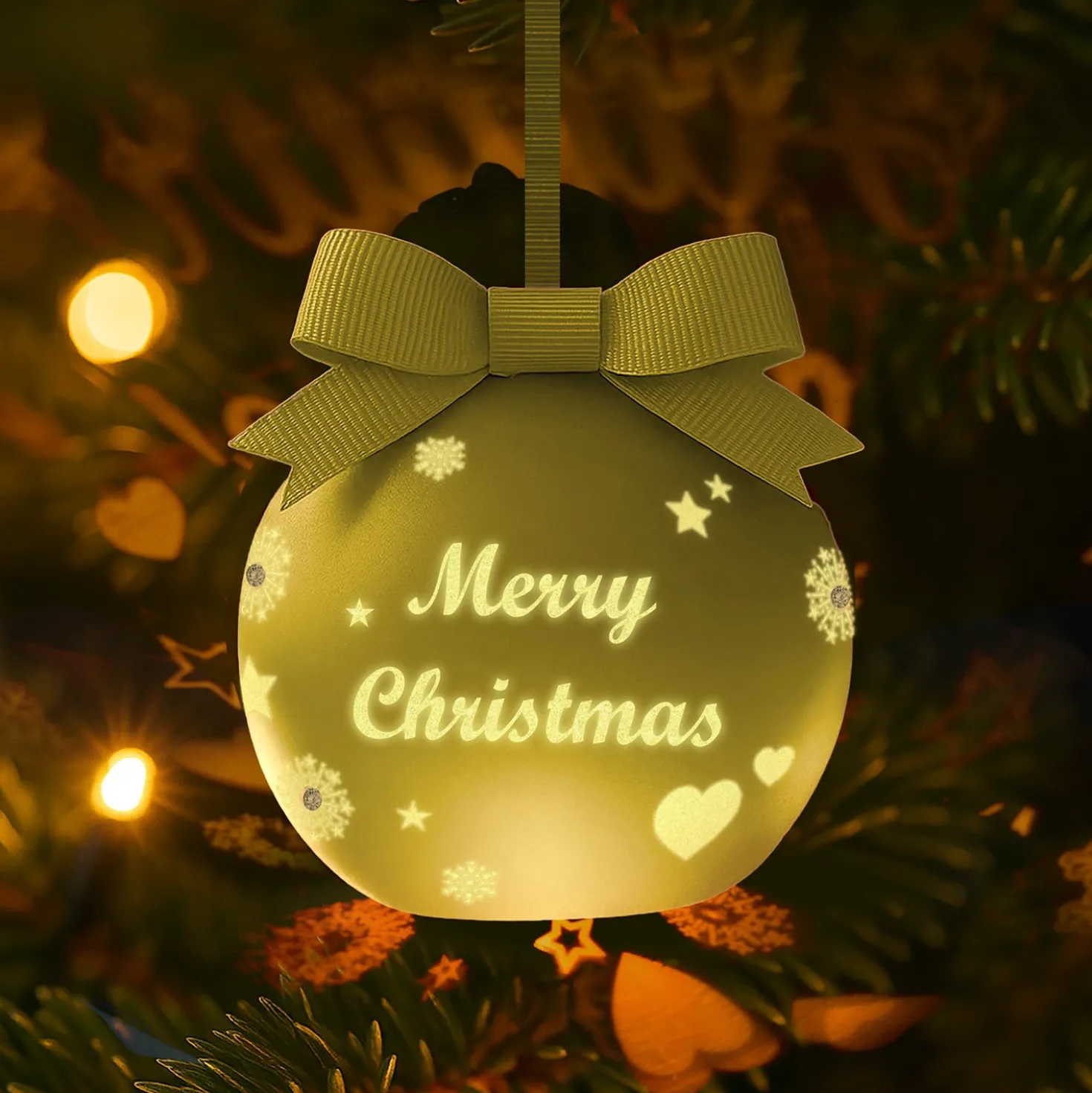 Pallina di Natale led Merry Christmas oro