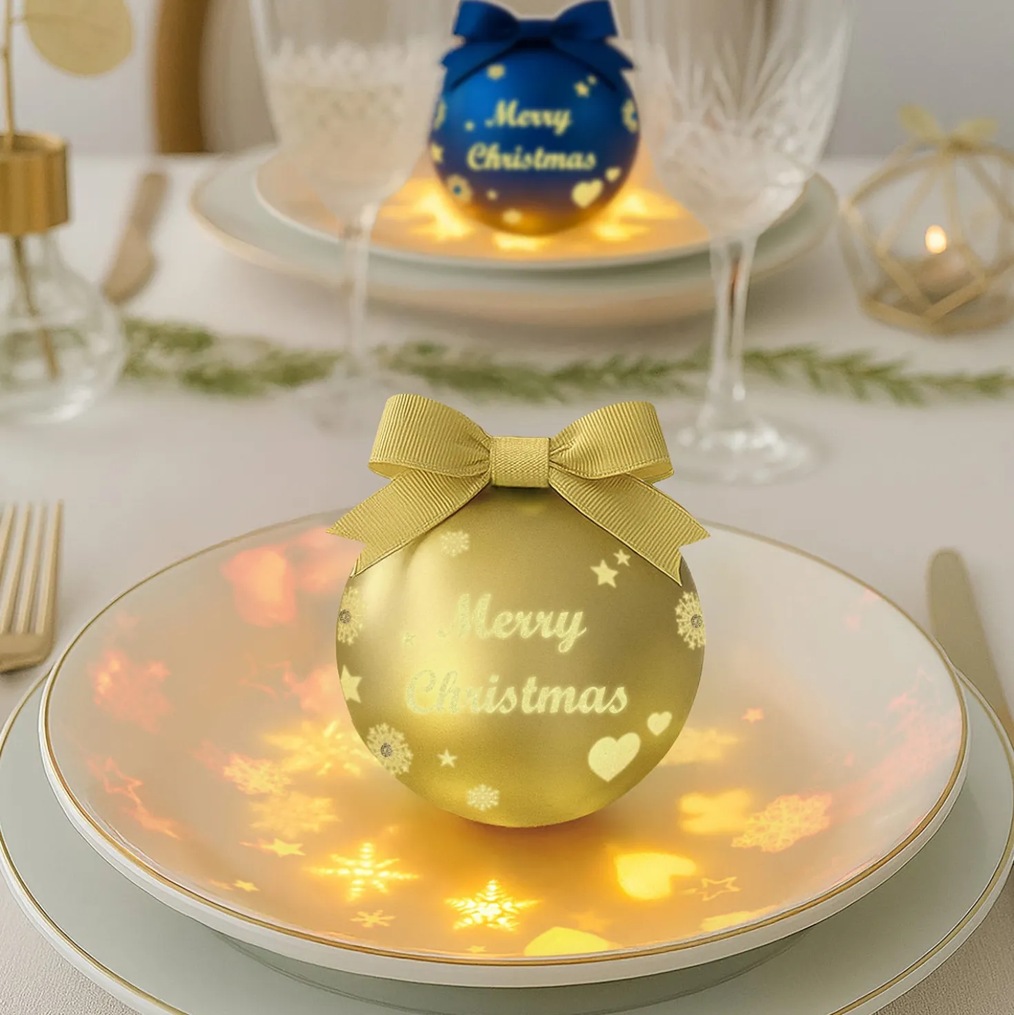 Pallina di Natale led Merry Christmas oro