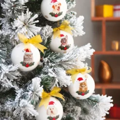 Pallina Natale Barboncino cane 10 cm