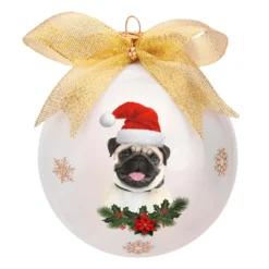 Pallina Natale Carlino cane 10 cm