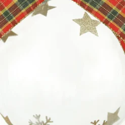Pallina Natale 10 cm fiocco tartan rosso
