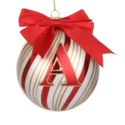 Pallina Natale con lettera A 10 cm Circus rosso