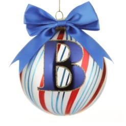 Pallina Natale con lettera B 10 cm Circus blu