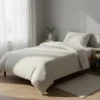 Parure copripiumino singolo cotone righe beige