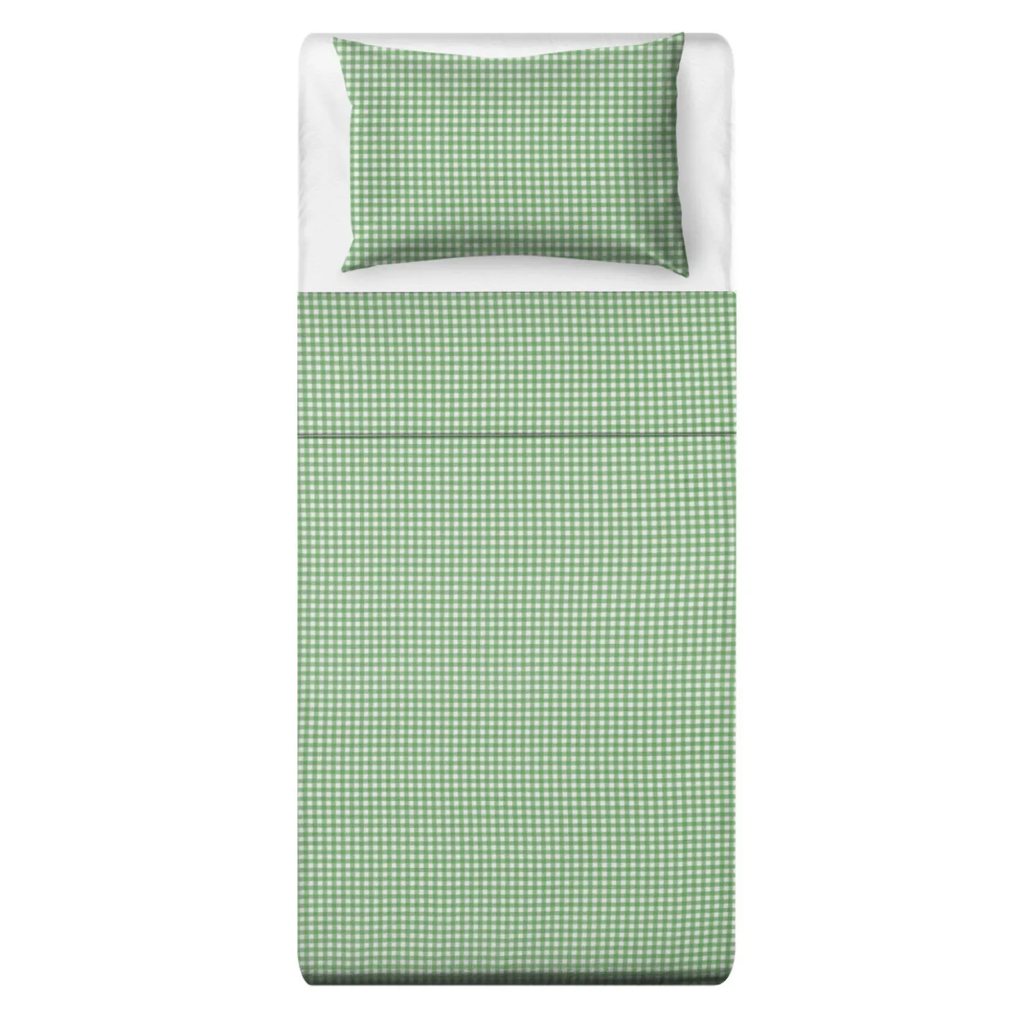 Parure letto singolo quadretti verde Young
