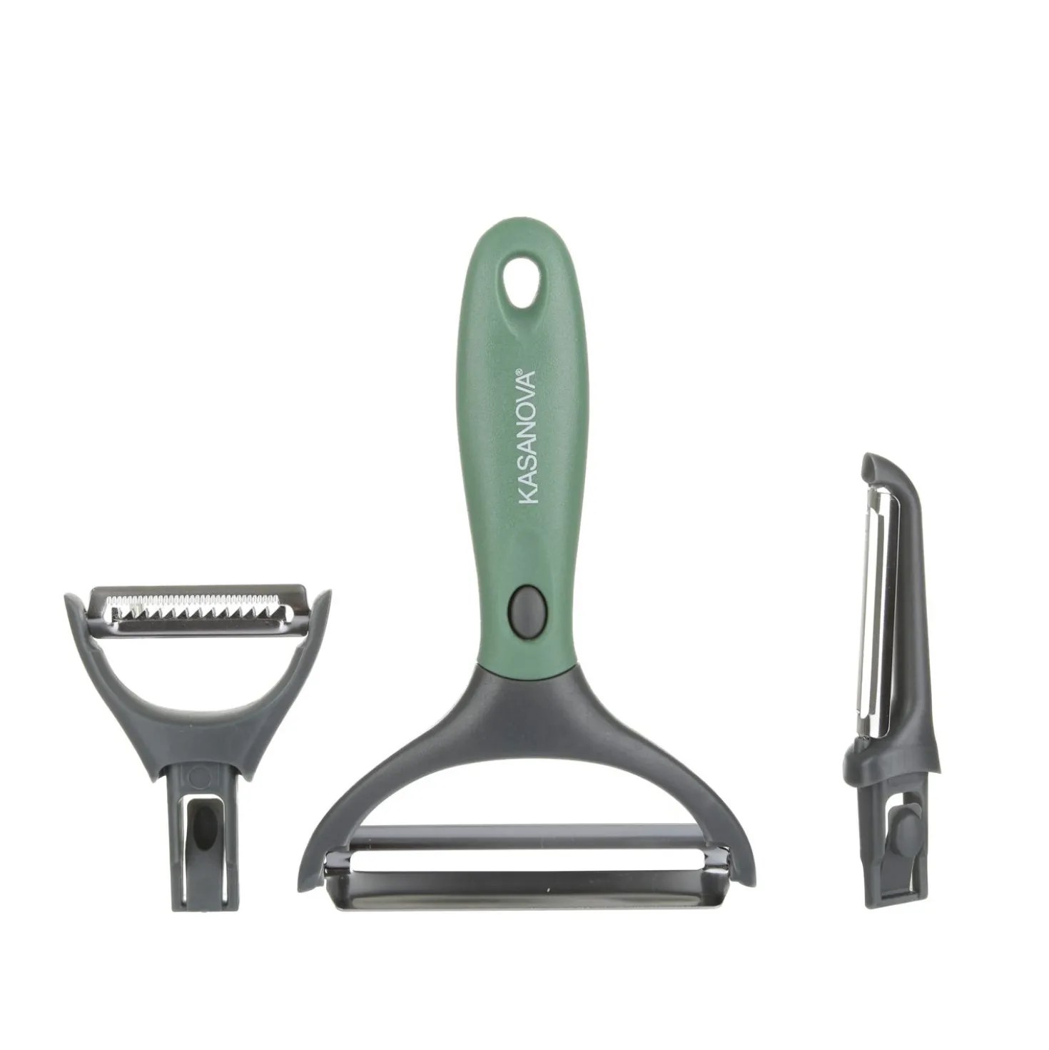 Pelaverdure 3 in 1 con testine intercambiabili verde