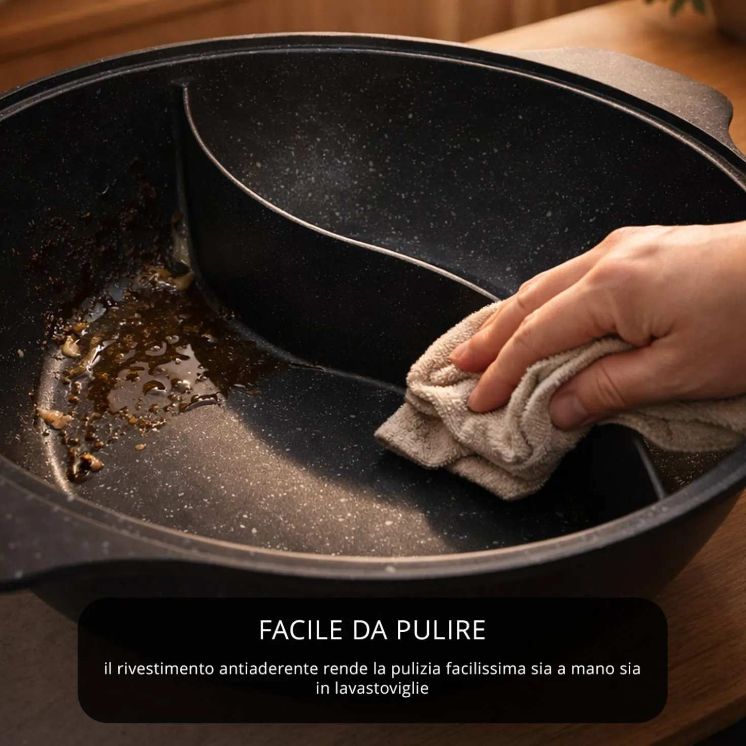 Pentola Hot Pot 30 cm con divisorio e coperchio