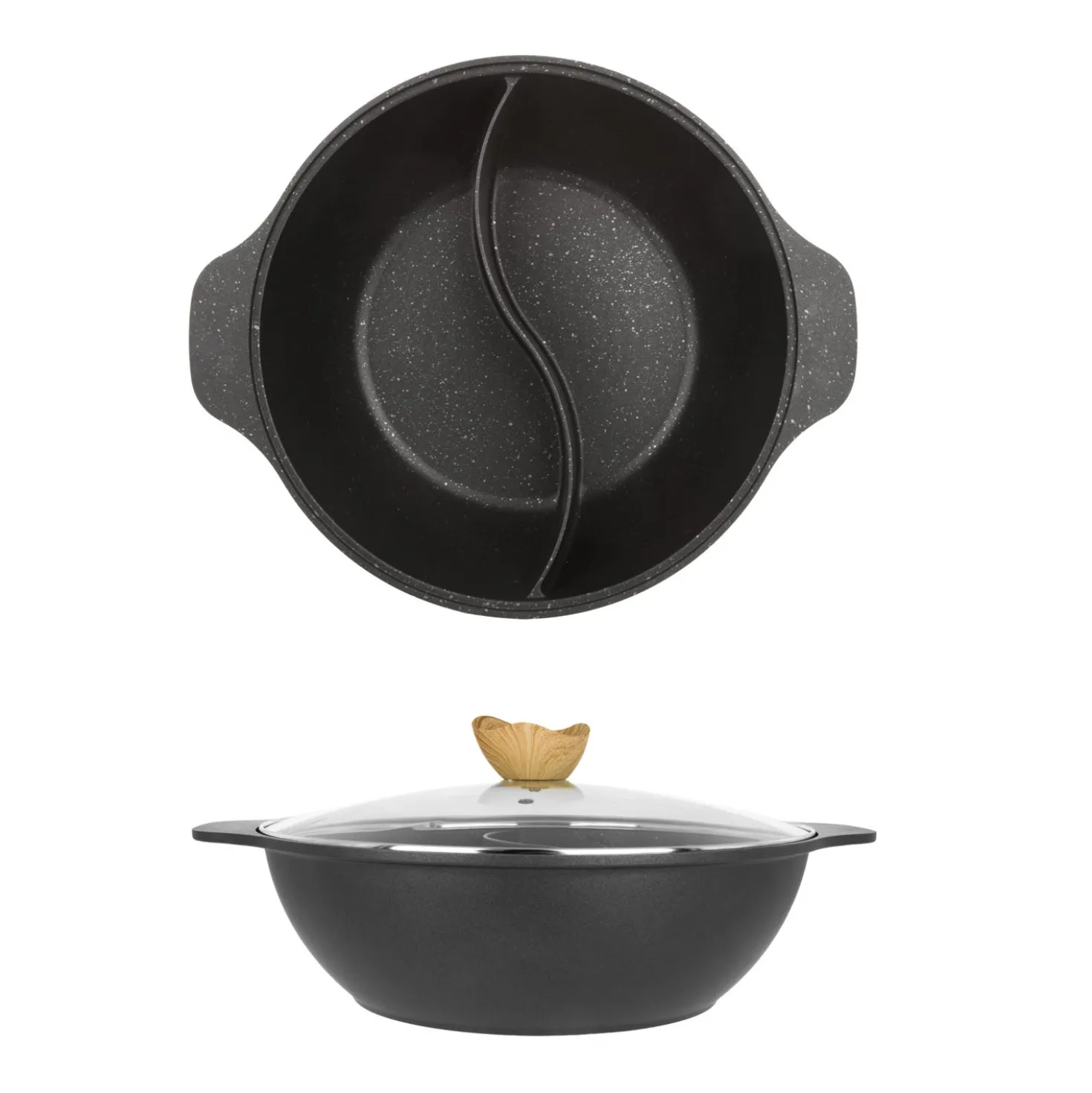 Pentola Hot Pot 30 cm con divisorio e coperchio