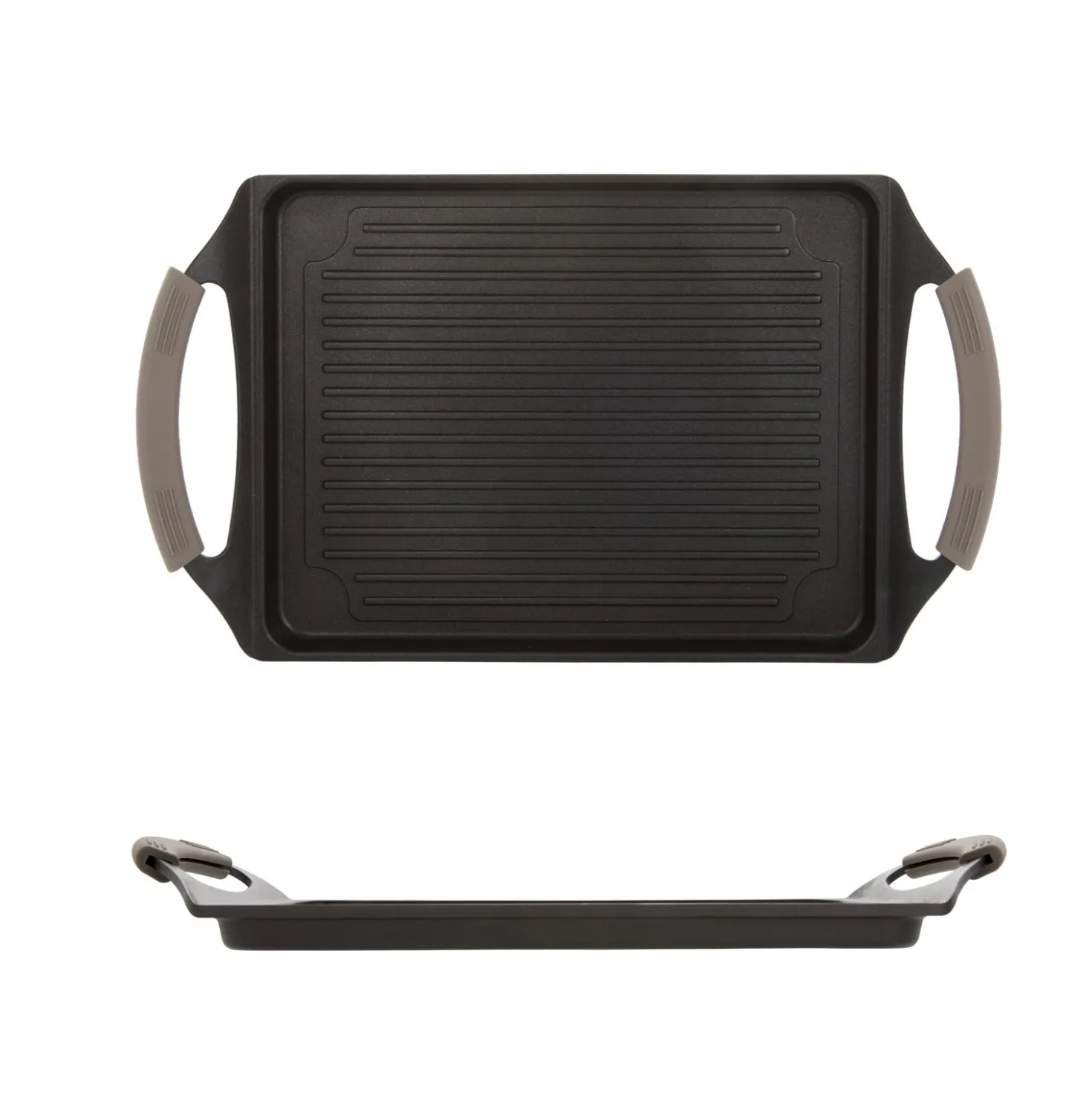 Piastra antiaderente 45x27 cm manici in silicone