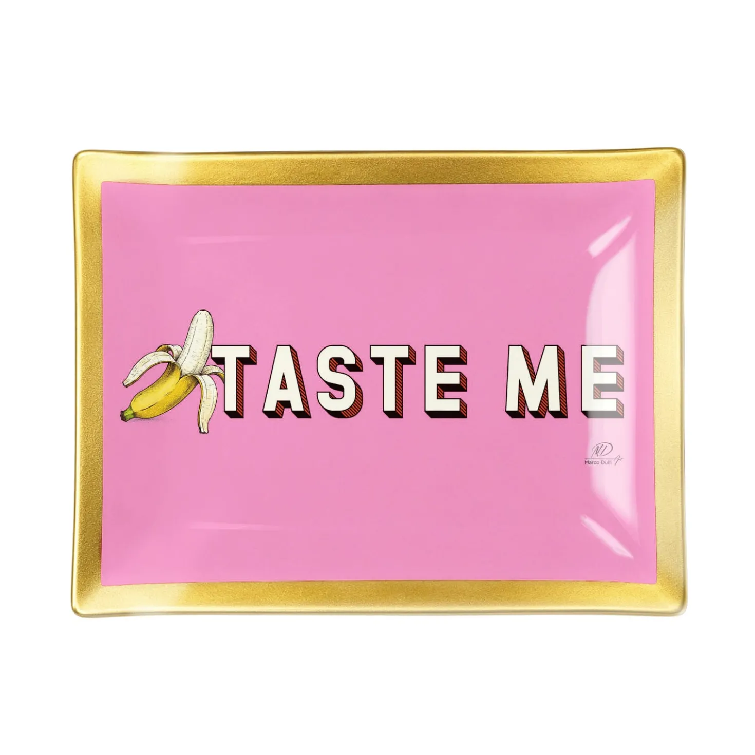 Piattino decorativo vetro 16x12 cm Taste me rosa