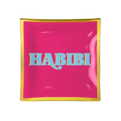 Piattino decorativo vetro 13x13 cm Habibi rosa