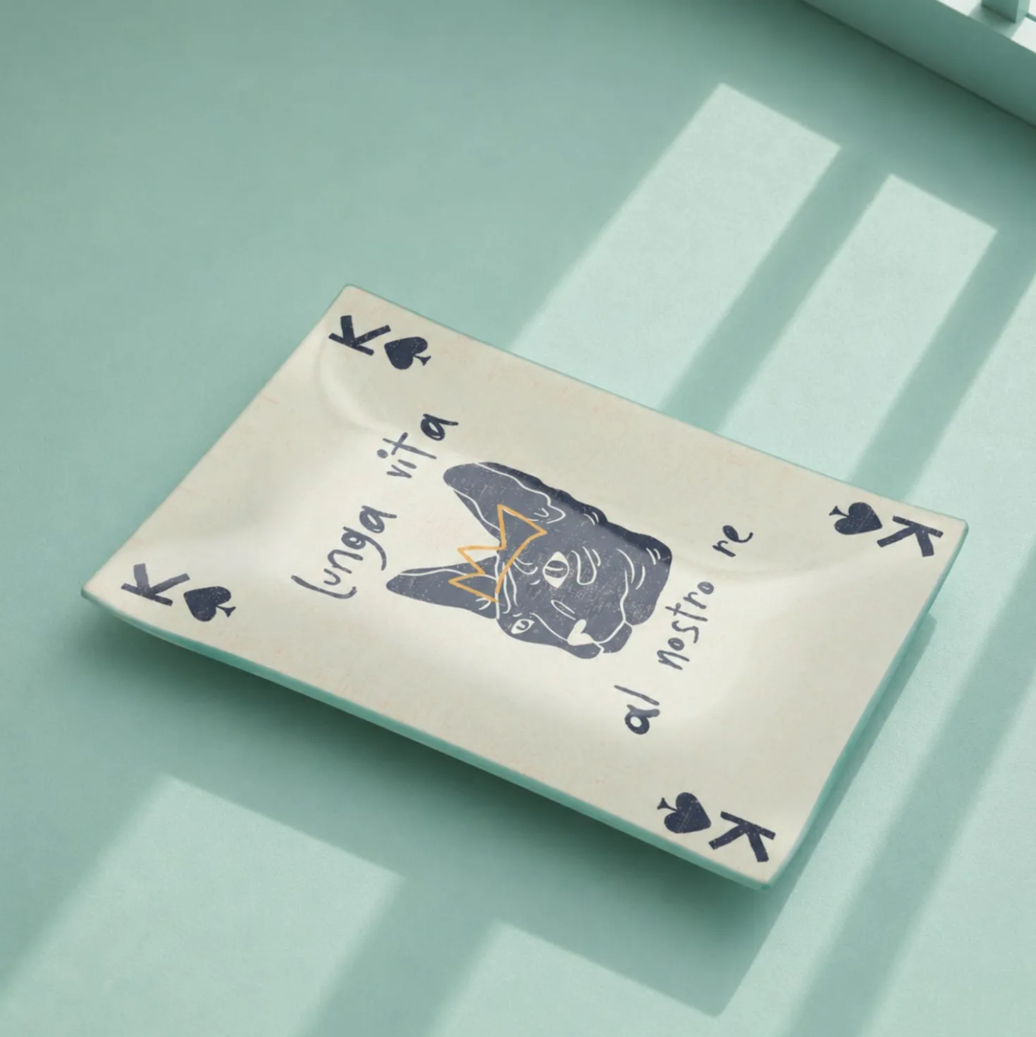 Piattino decorativo vetro 22x15 cm Carta re gatto