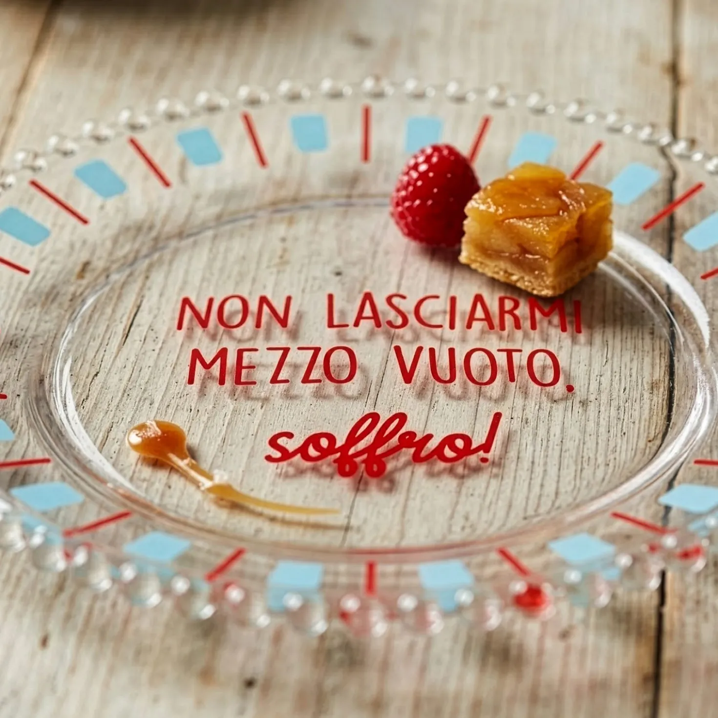 Piattino dessert vetro Non lasciarmi vuoto Color Bloom