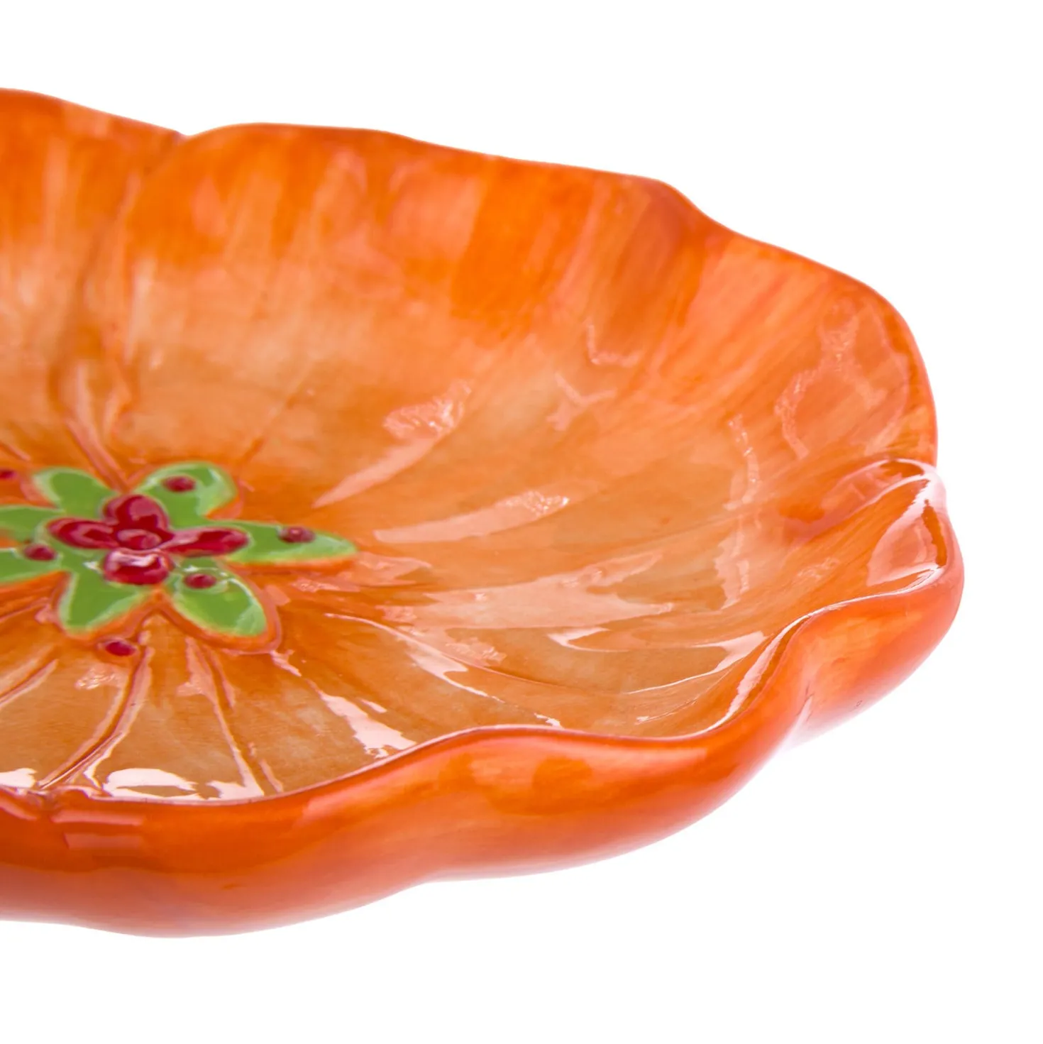Piattino fiore arancione 14,5 cm terracotta Florafruit