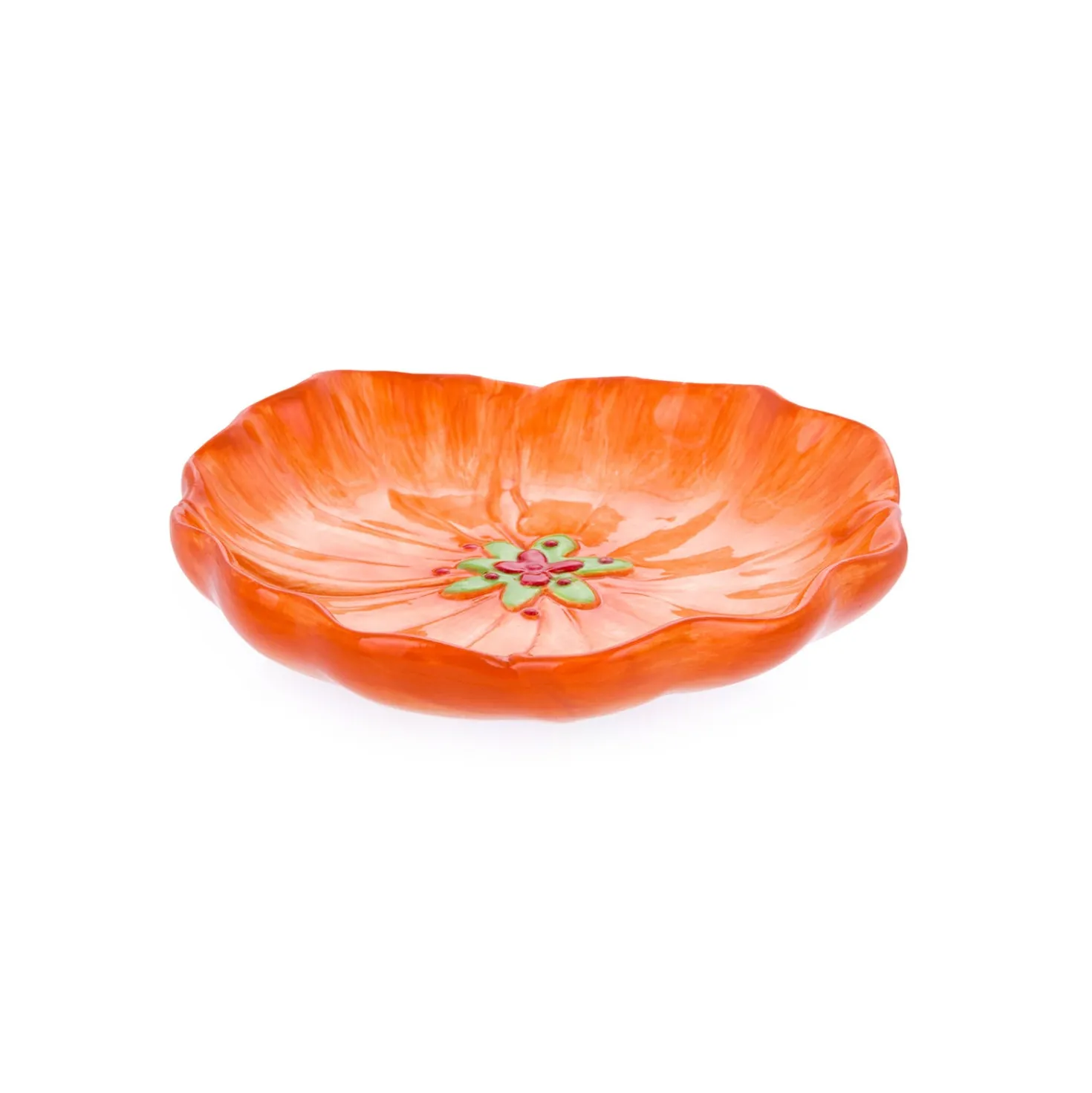 Piattino fiore arancione 14,5 cm terracotta Florafruit