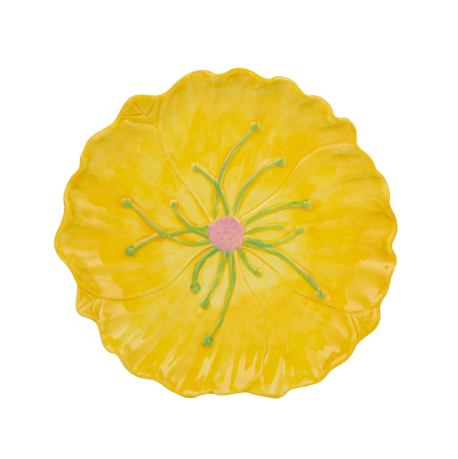 Piattino fiore giallo 14,5 cm terracotta Florafruit