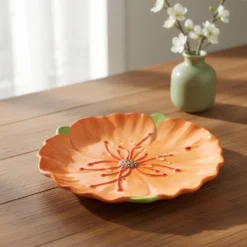 Piattino fiore giallo 20 cm terracotta Florafruit