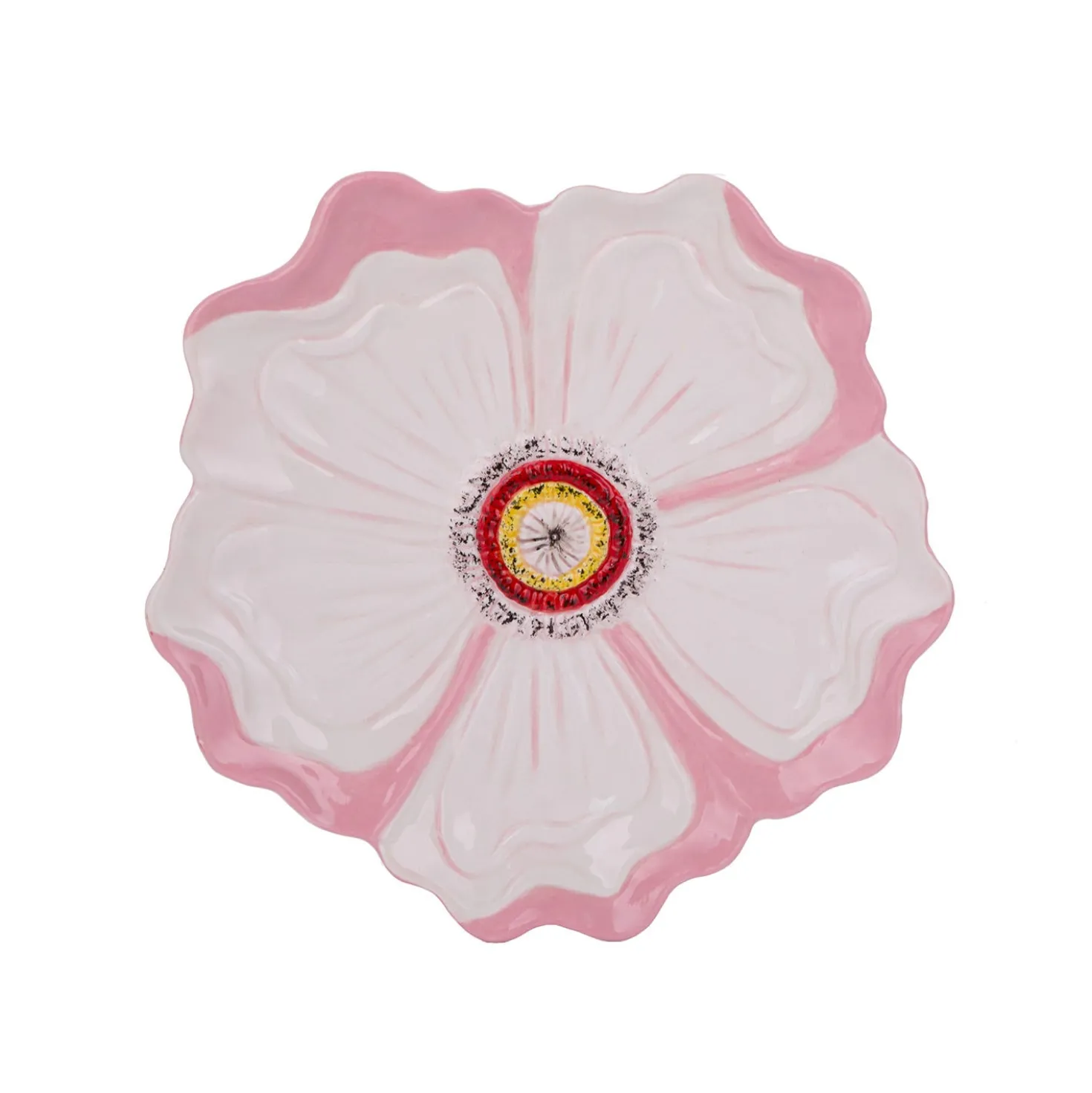 Piattino fiore rosa 20 cm terracotta Florafruit