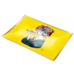 Piatto decorativo vetro 35x25 cm Donna giallo