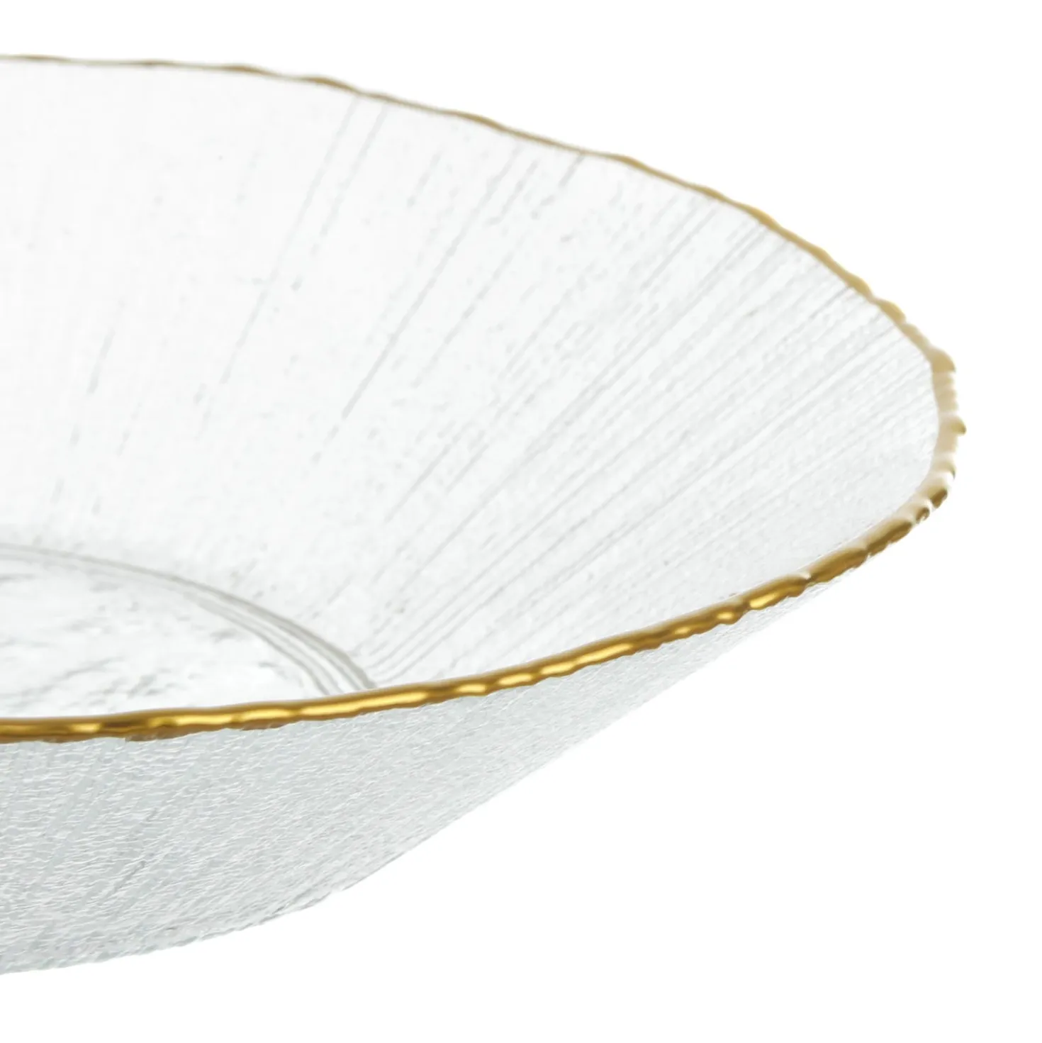 Piatto fondo in vetro bordo oro 20 cm