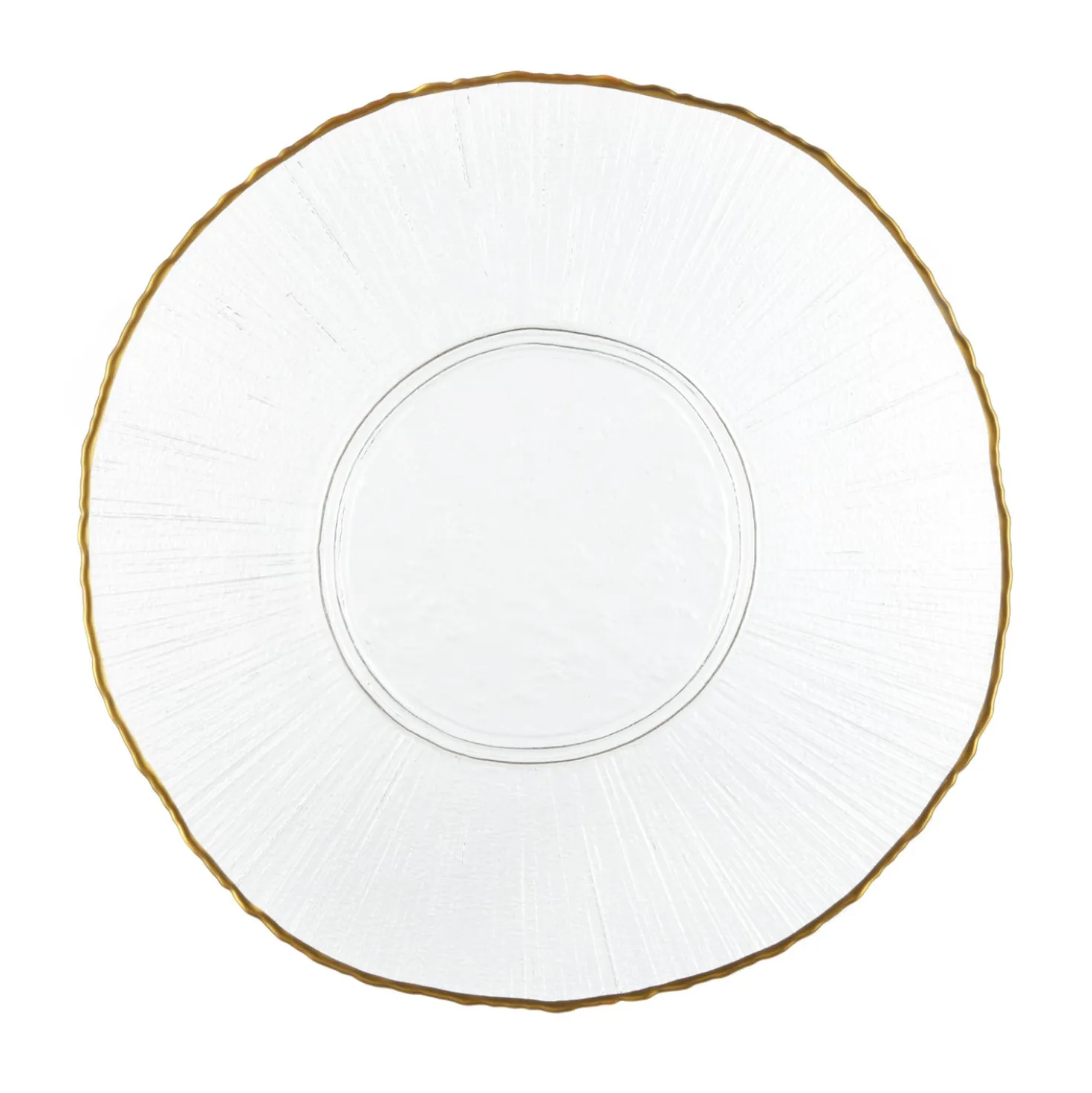 Piatto fondo in vetro bordo oro 20 cm