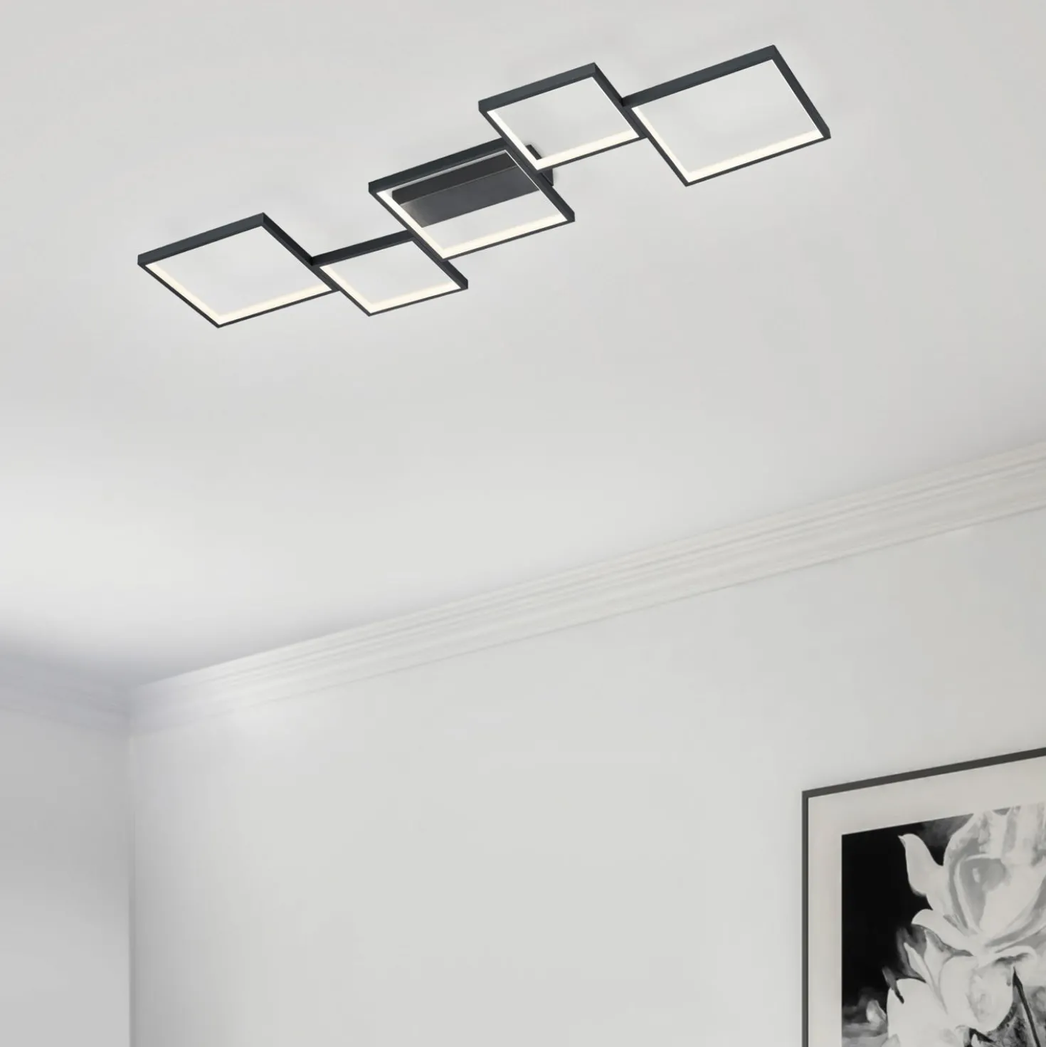 Plafoniera LED 5 elementi Sorrento nero Trio