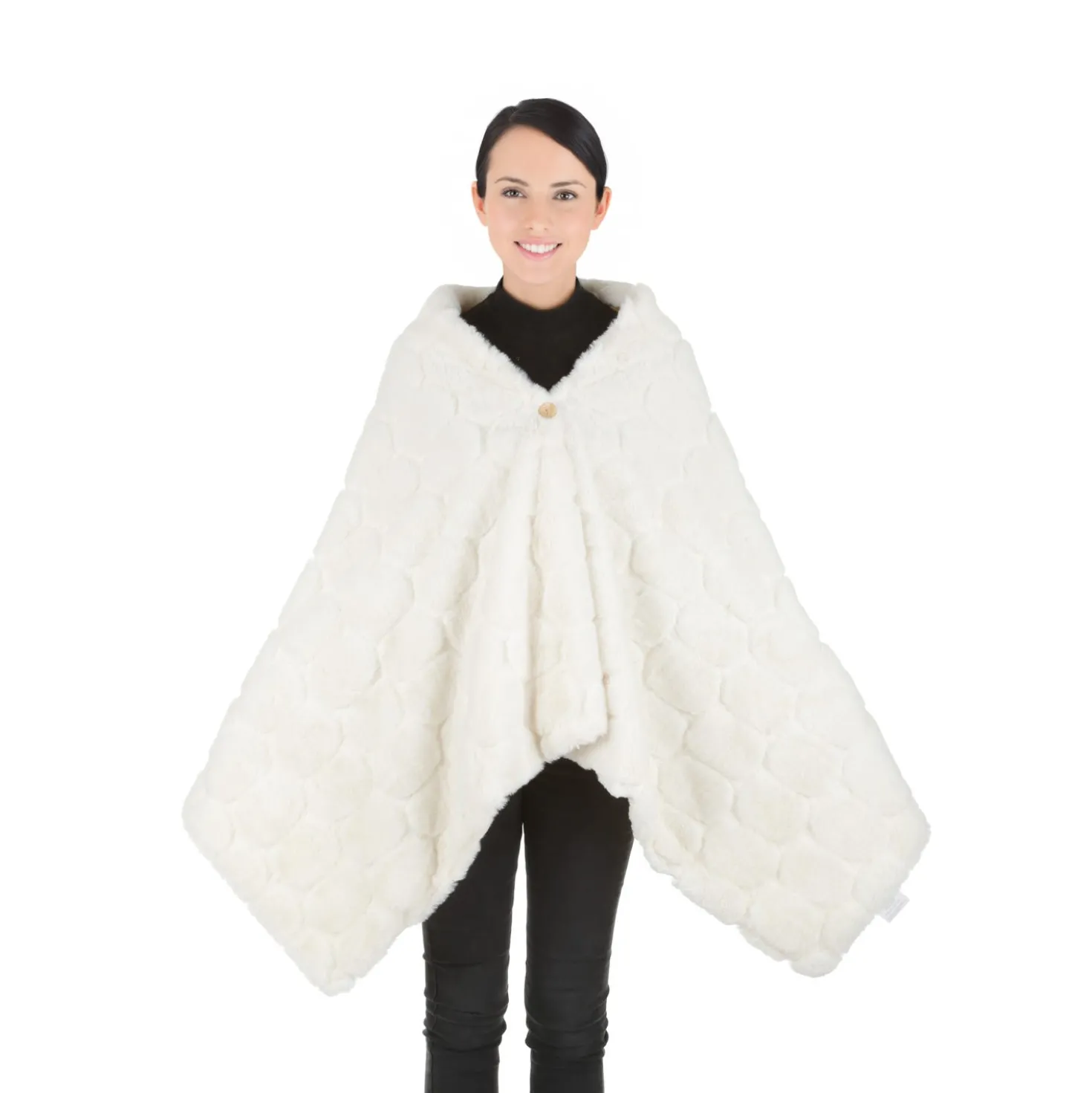 Plaid scialle bianco con bottone Darling